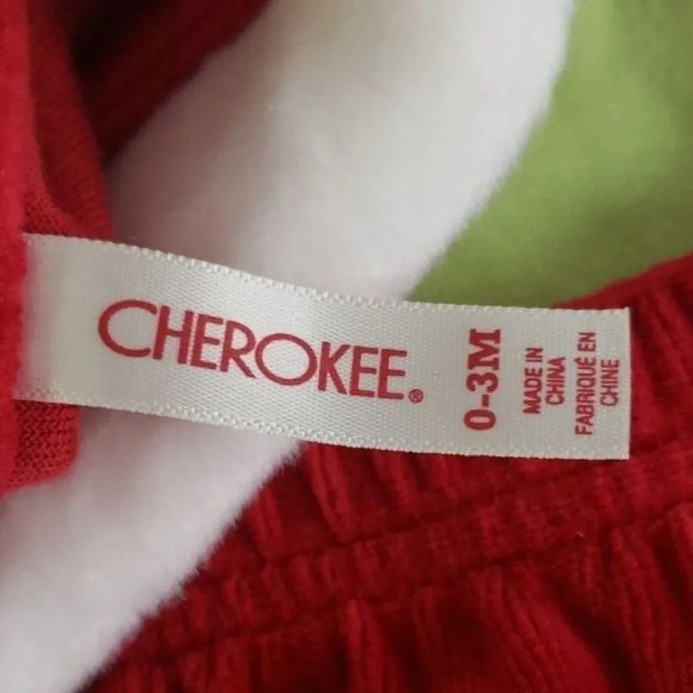 Cherokee Santa Claus red white black Suit‎ 2 piece 0-3 month outfit